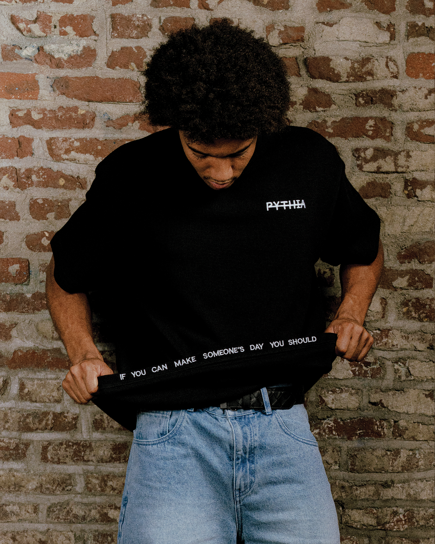 FRAME WAFFLE TEE - BLACK