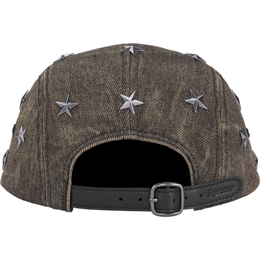 Supreme Stars Studded Denim Camp Cap Washed Black