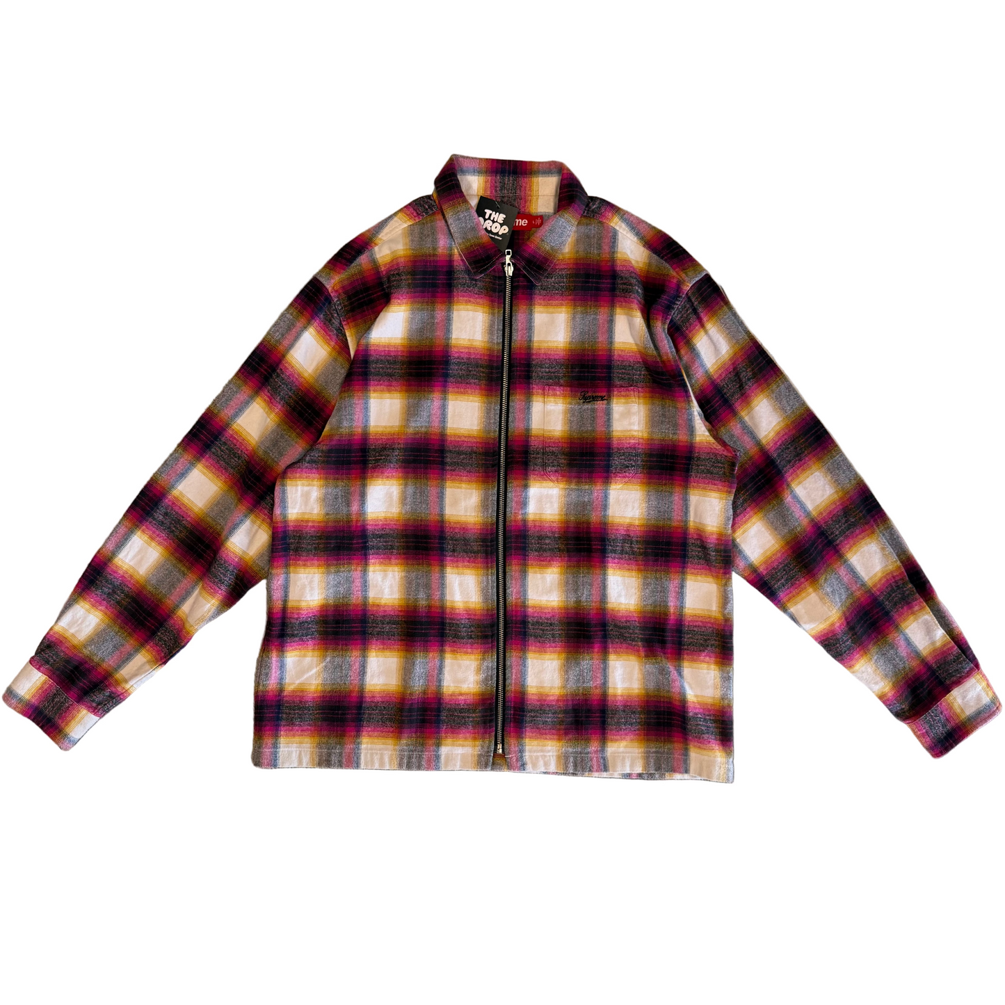 USED Supreme Shadow Plaid Flannel Zip Up Shirt (SS24)