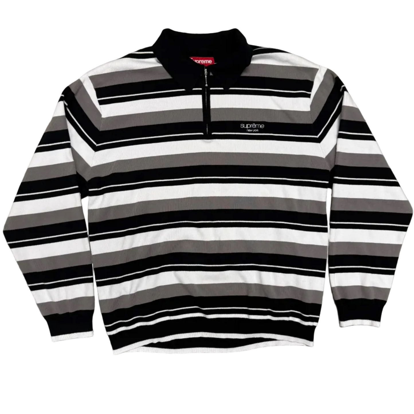 USED Supreme Striped Quarter Zip Polo