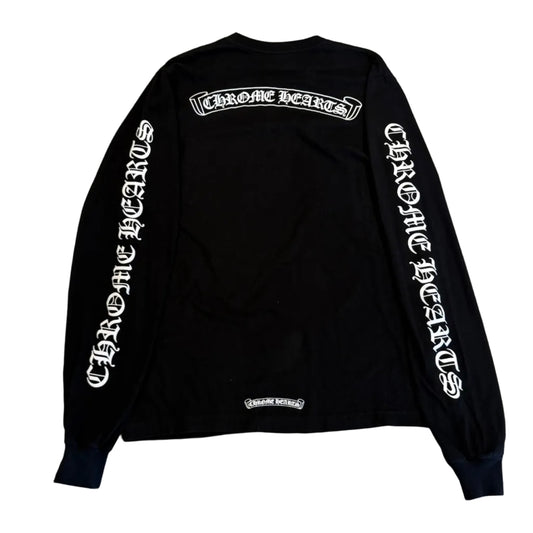 Chrome Hearts Scroll Logo LS Pocket Tee Black