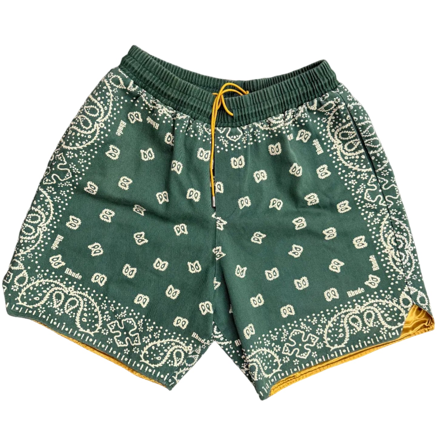USED RHUDE Bandana Paisley Print Shorts Green