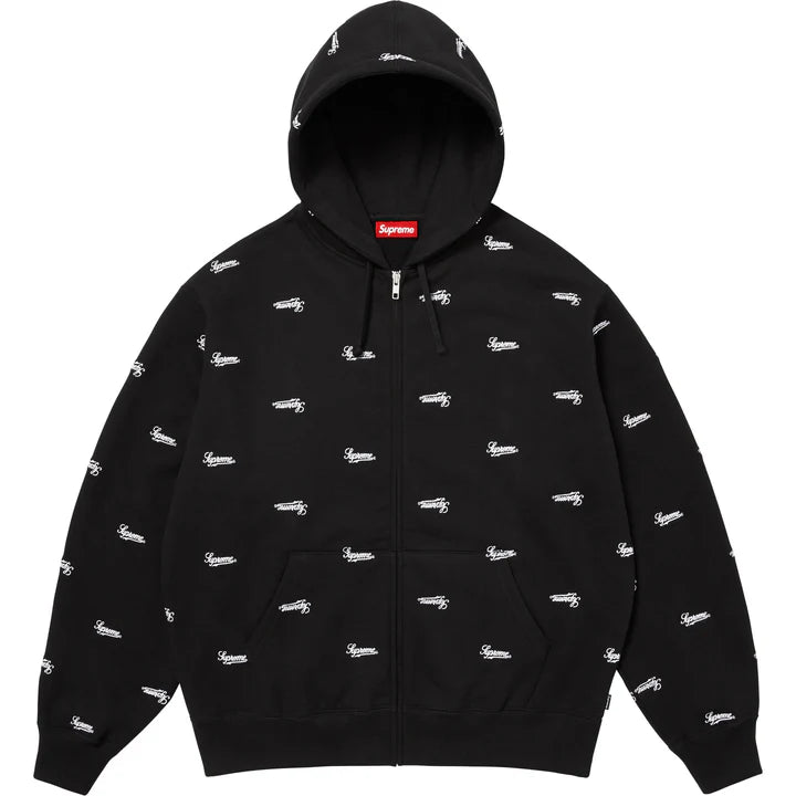 Supreme Repeat Script Zip Up Hooded Sweatshirt Black