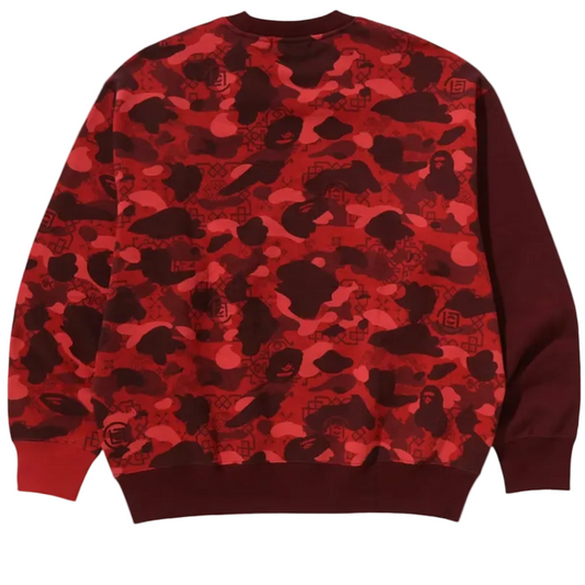 BAPE x CLOT Camo Shark Crewneck Red