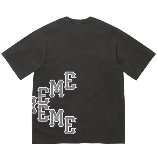 Cracked Spellout S/S Top Washed Black