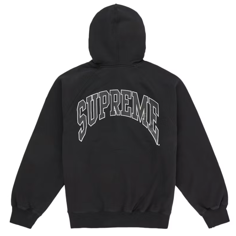 Supreme Cracked Raglan Zip Up Hooded Sweatshirt Black