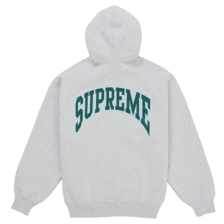 Supreme Cracked Raglan Zip Up Hooded Sweatshirt Ash Grey
