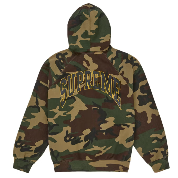 Supreme Cracked Raglan Zip Up Hooded Sweatshirt Woodland Camo