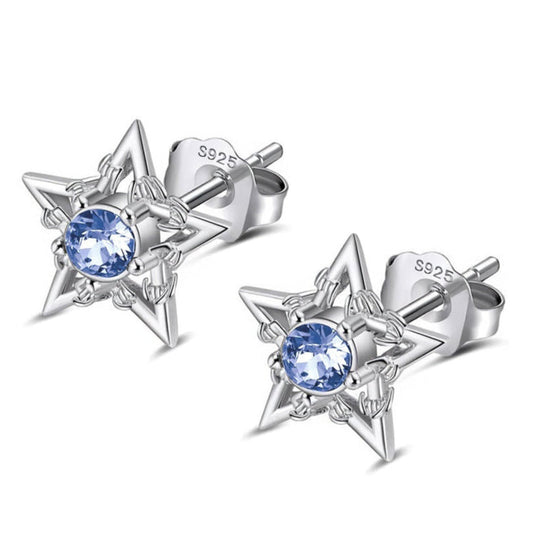 BARBWIRE STAR EARRINGS - LIGHT SAPPHIRE