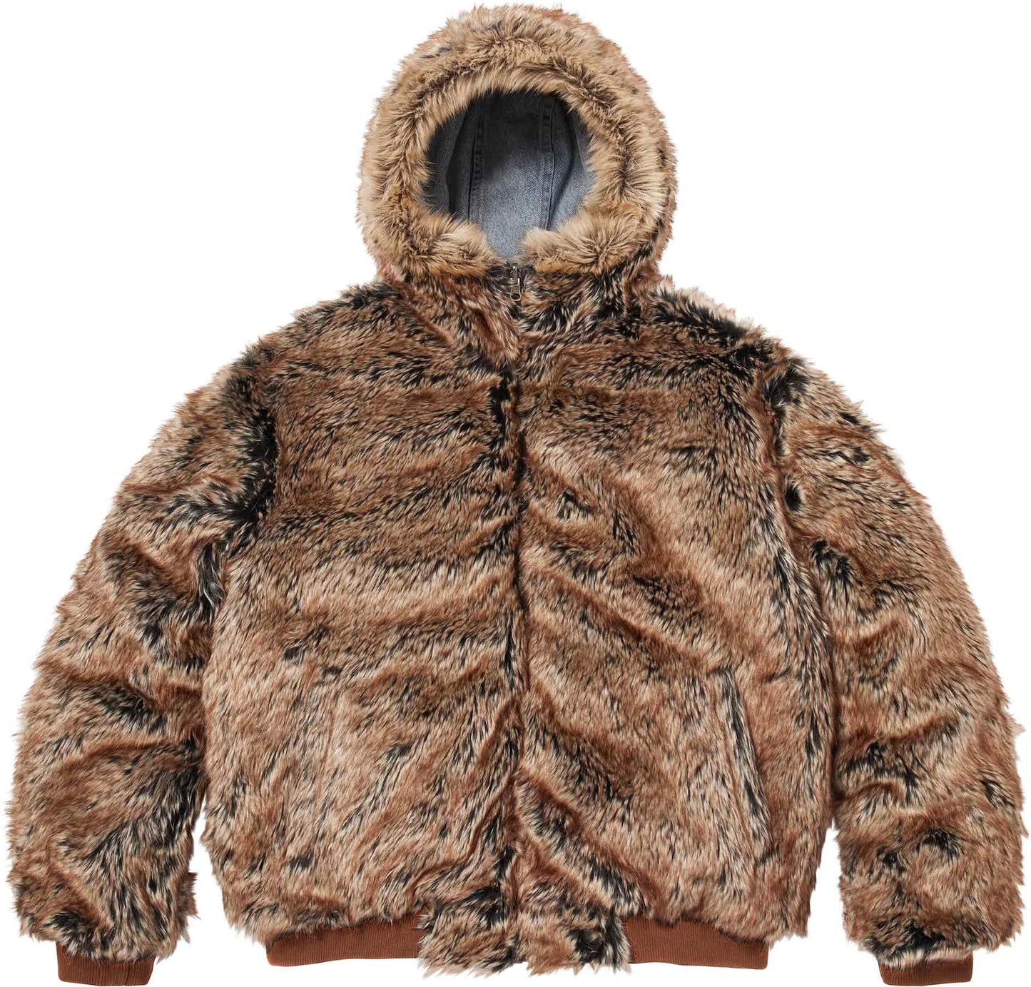 Supreme Reversible Faux Fur Hooded Work Jacket Blue