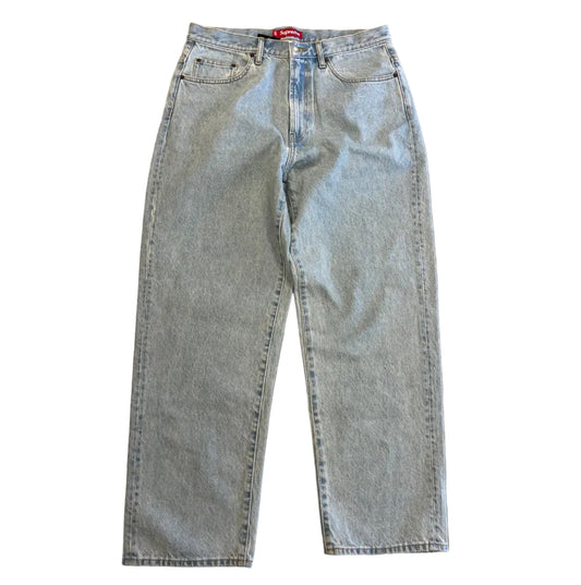 USED Supreme FW25 Baggy Jean Denim Light Wash Indigo