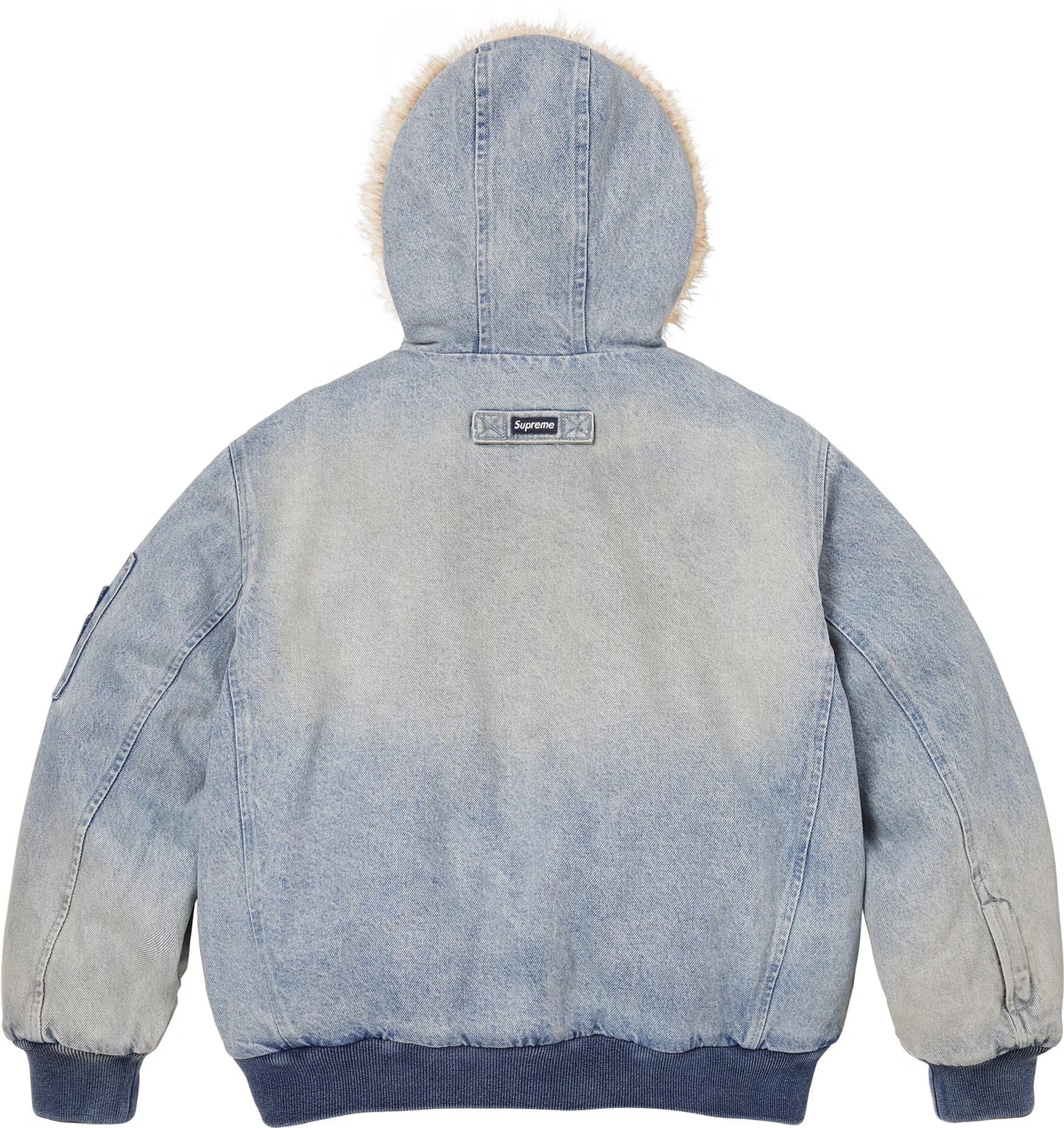 Supreme Reversible Faux Fur Hooded Work Jacket Blue
