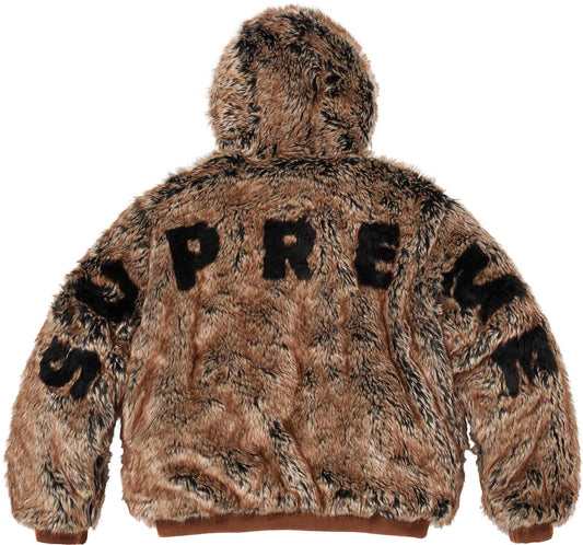 Supreme Reversible Faux Fur Hooded Work Jacket Blue