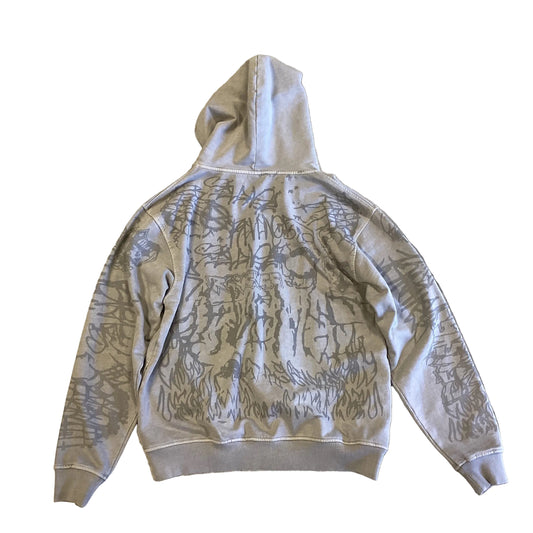 Revenge Skater Zip Up Hoodie Grey
