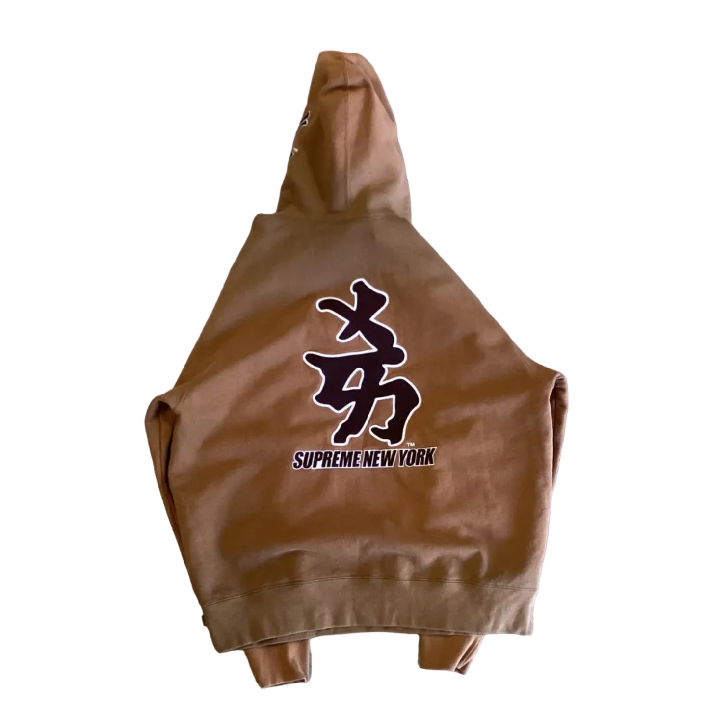 USED Supreme New York Yankees Kanji Hooded Sweatshirt Dark Khaki