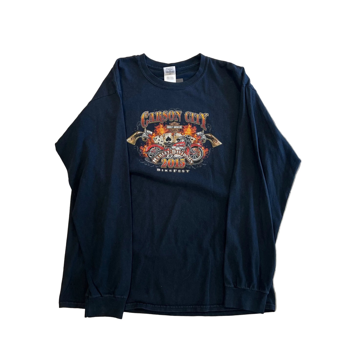 Vintage Harley Davidson Carson City LS Tee Black