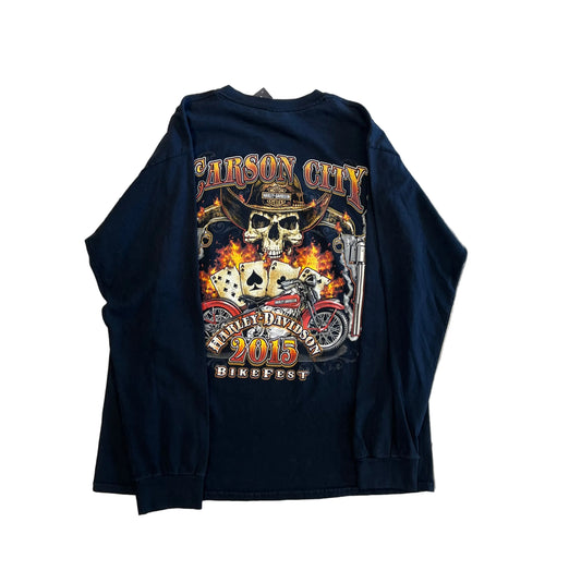 Vintage Harley Davidson Carson City LS Tee Black
