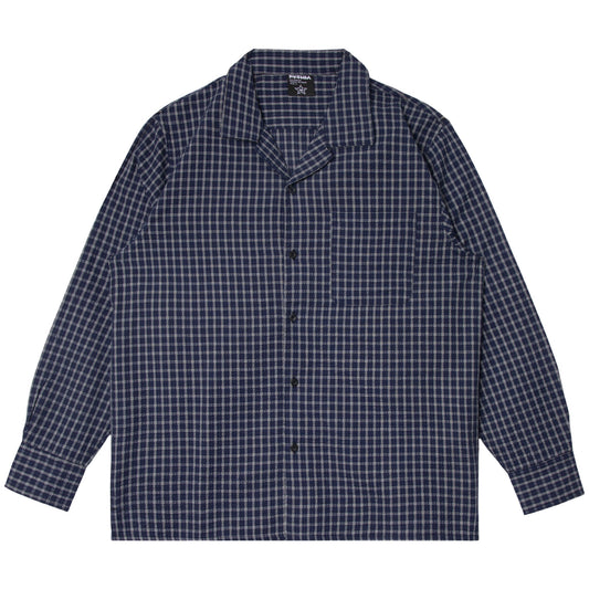TEXTURED FLANNEL BUTTON-UP -  NAVY