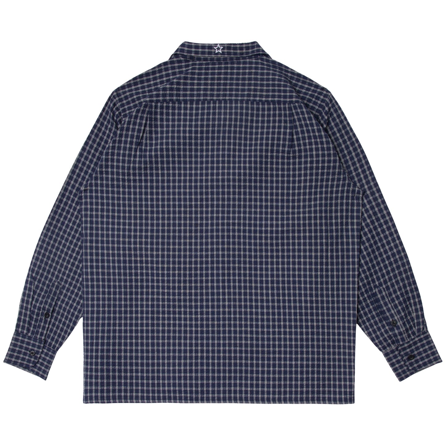 TEXTURED FLANNEL BUTTON-UP -  NAVY