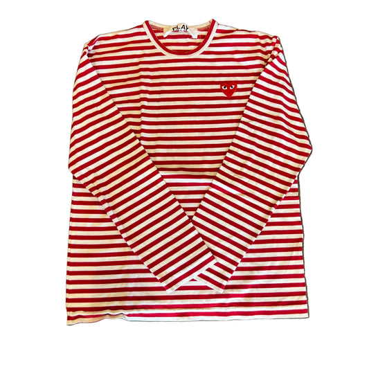 USED CDG Striped LS Tee Red