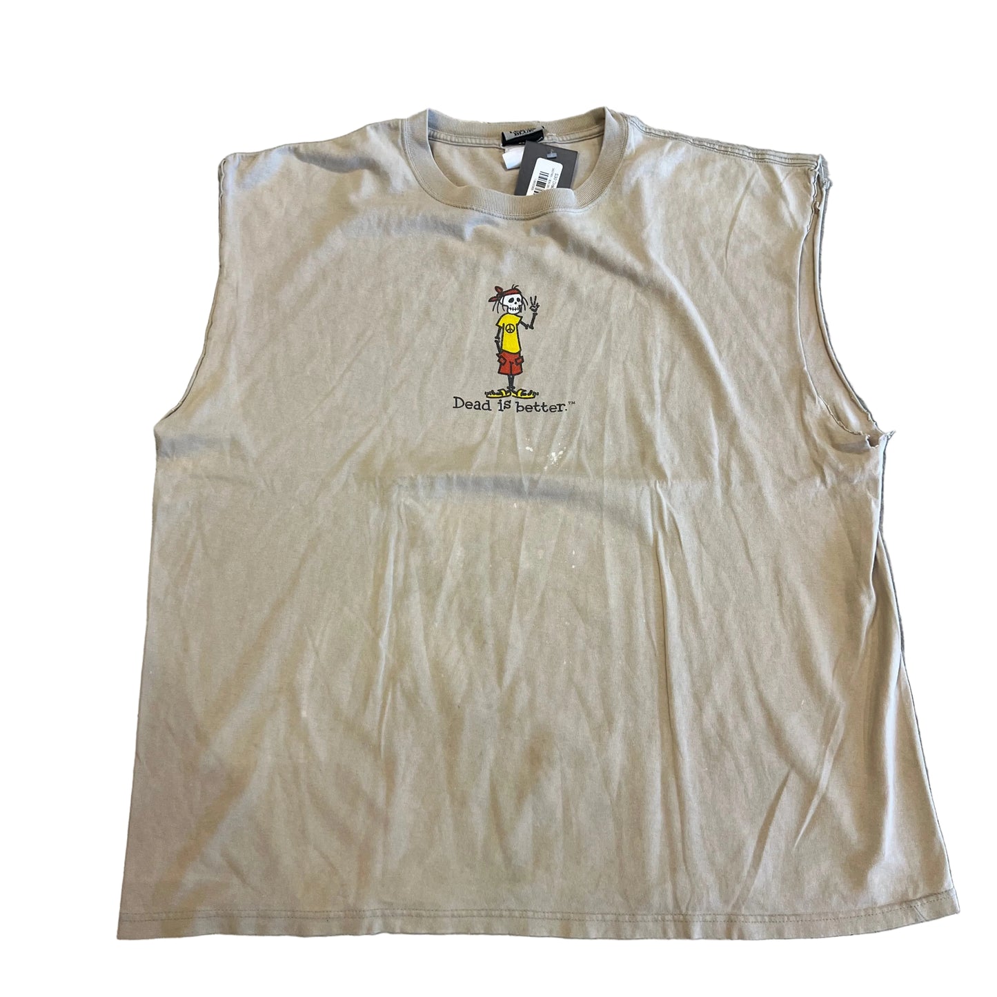 Vintage Liquid Blue Grateful Dead Is Better Cutoff Tee Tan