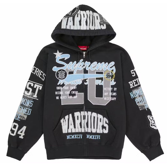 Supreme Warriors Applique Zip Up Hooded Sweatshirt