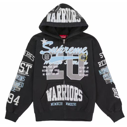Supreme Warriors Applique Zip Up Hooded Sweatshirt