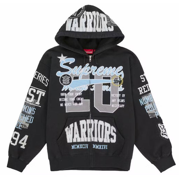 Supreme Warriors Applique Zip Up Hooded Sweatshirt