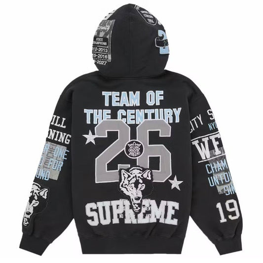 Supreme Warriors Applique Zip Up Hooded Sweatshirt