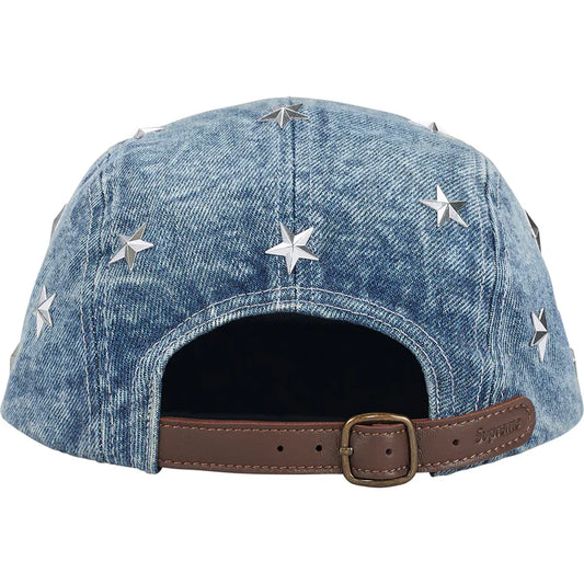 Stars Studded Denim Camp Cap Washed Indigo
