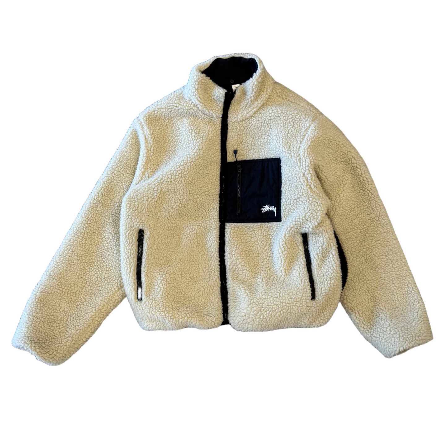USED Stussy 8 Ball Reversible Sherpa Jacket