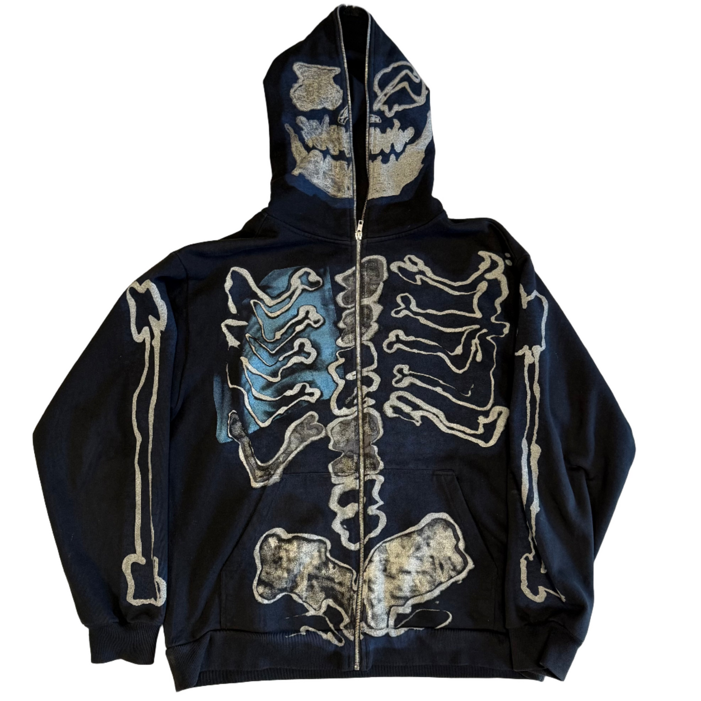 USED Travis Fragment Skeleton Zip Up Hoodie