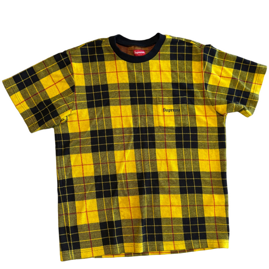 USED Supreme Jacquard Tartan Plaid Pocket Tee