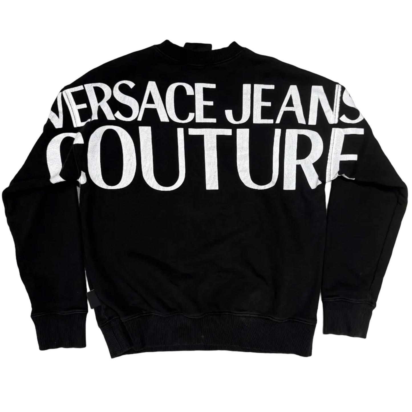 USED Versace Jeans Couture Black Logo Print Crewneck
