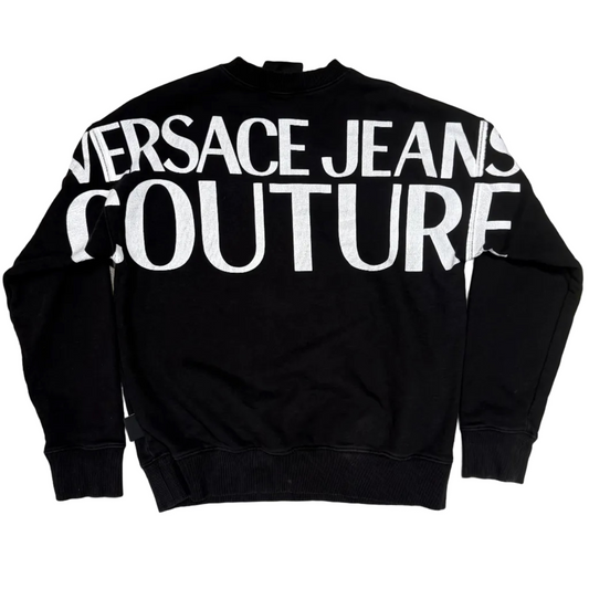 USED Versace Jeans Couture Black Logo Print Crewneck