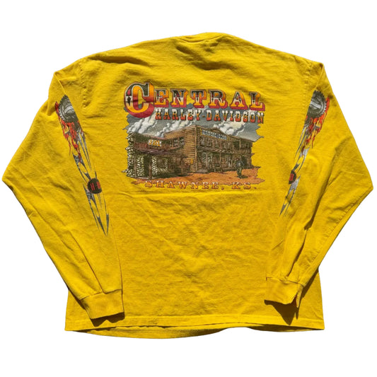 Vintage Harley Dangerous Curves Tee Yellow