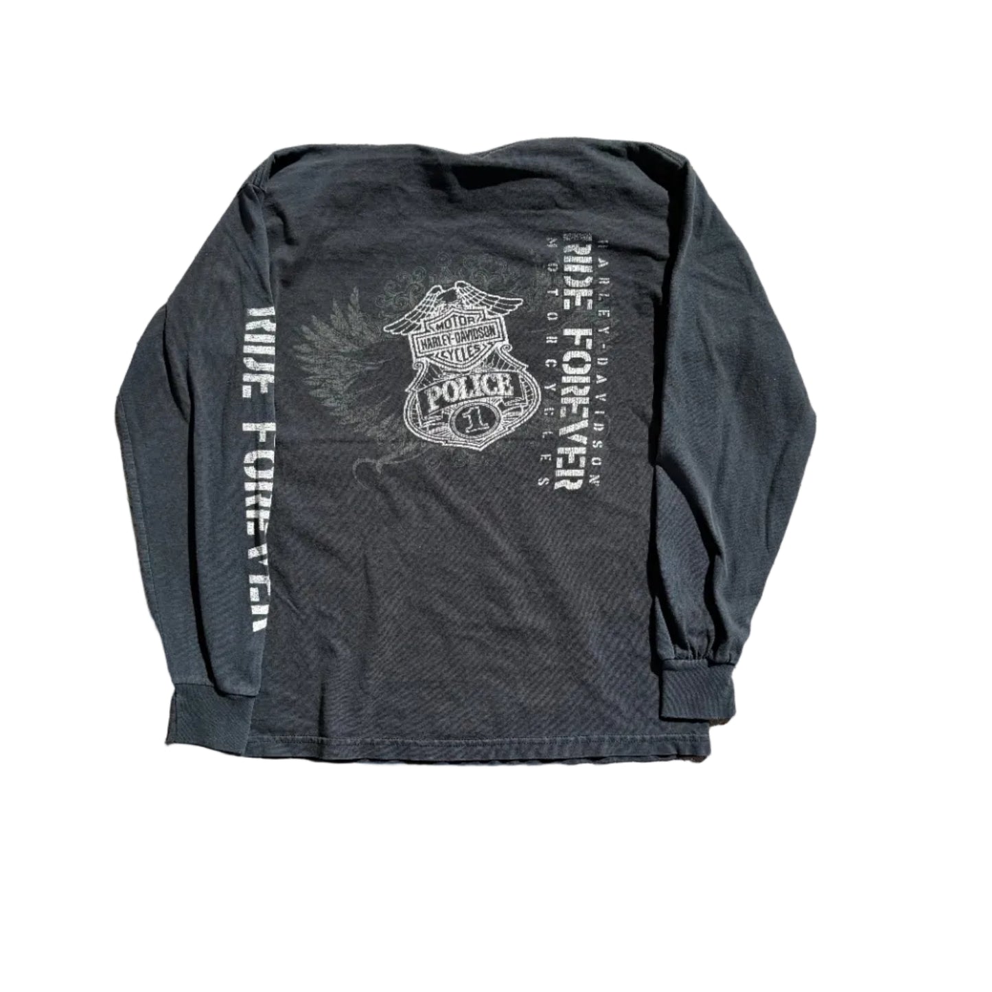 Vintage Harley Police Motorcylces LS Tee Black