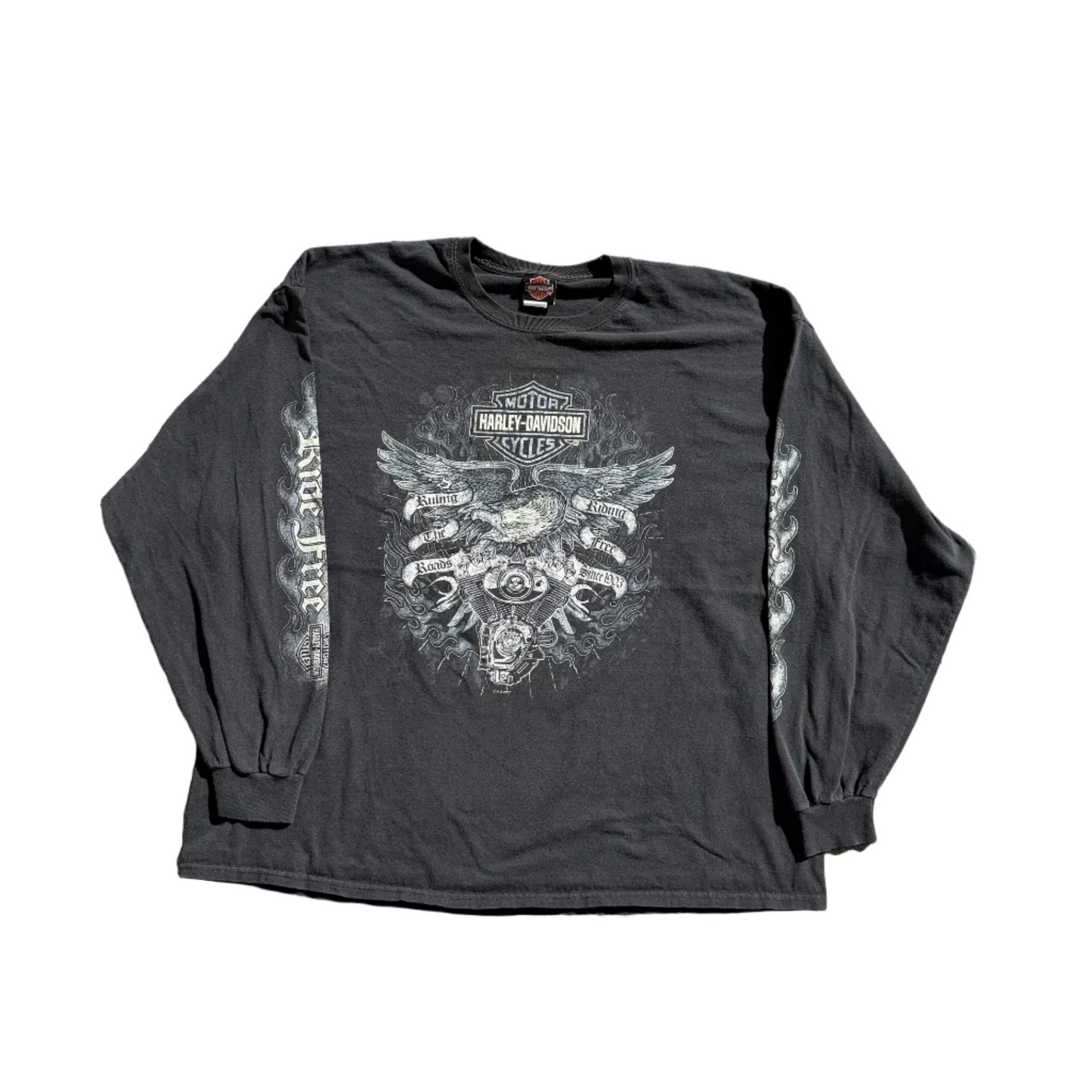 Vintage Harley Ride Free LS Tee Black