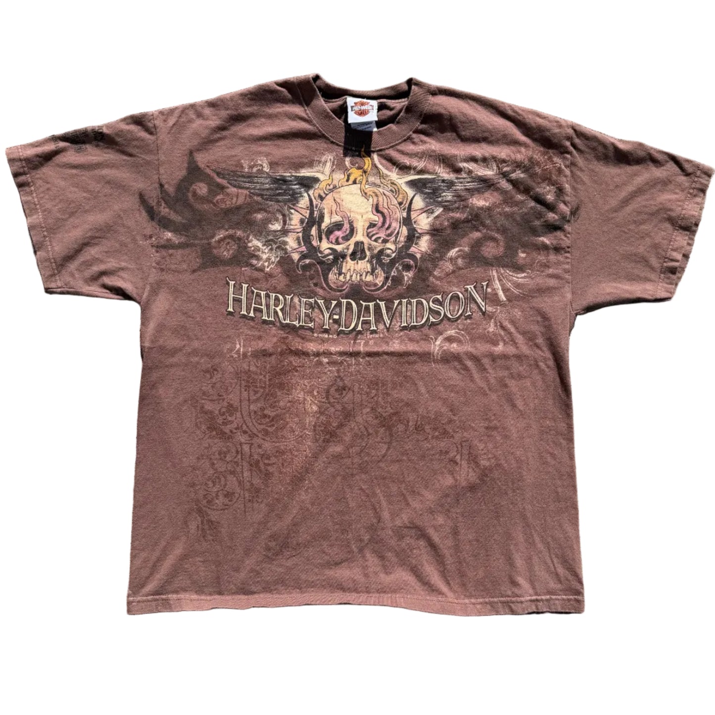 Vintage Harley 2008 Skull Tee Brown
