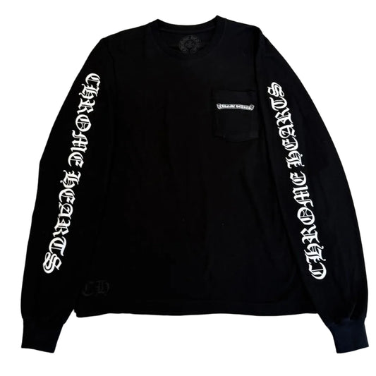 Chrome Hearts Scroll Logo LS Pocket Tee Black