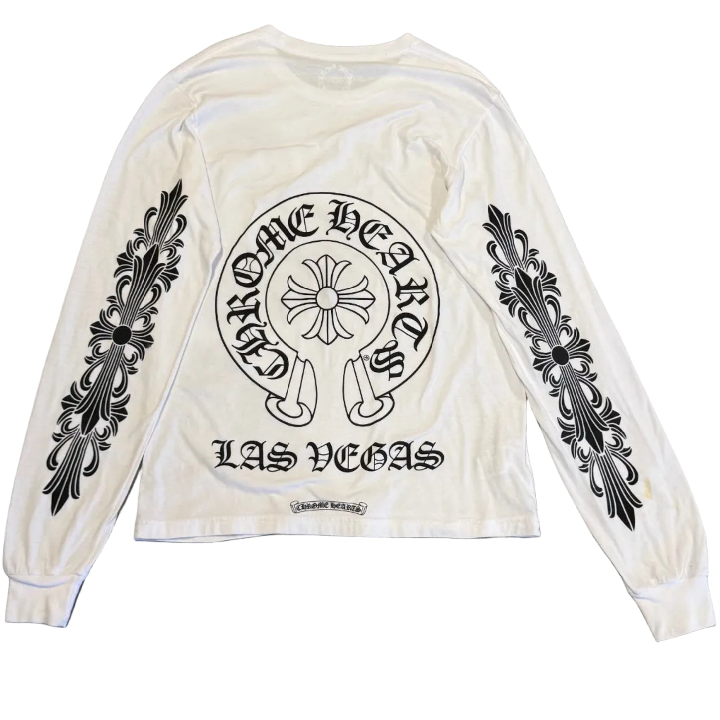 USED Chrome Hearts Las Vegas Floral Horseshoe LS Tee White