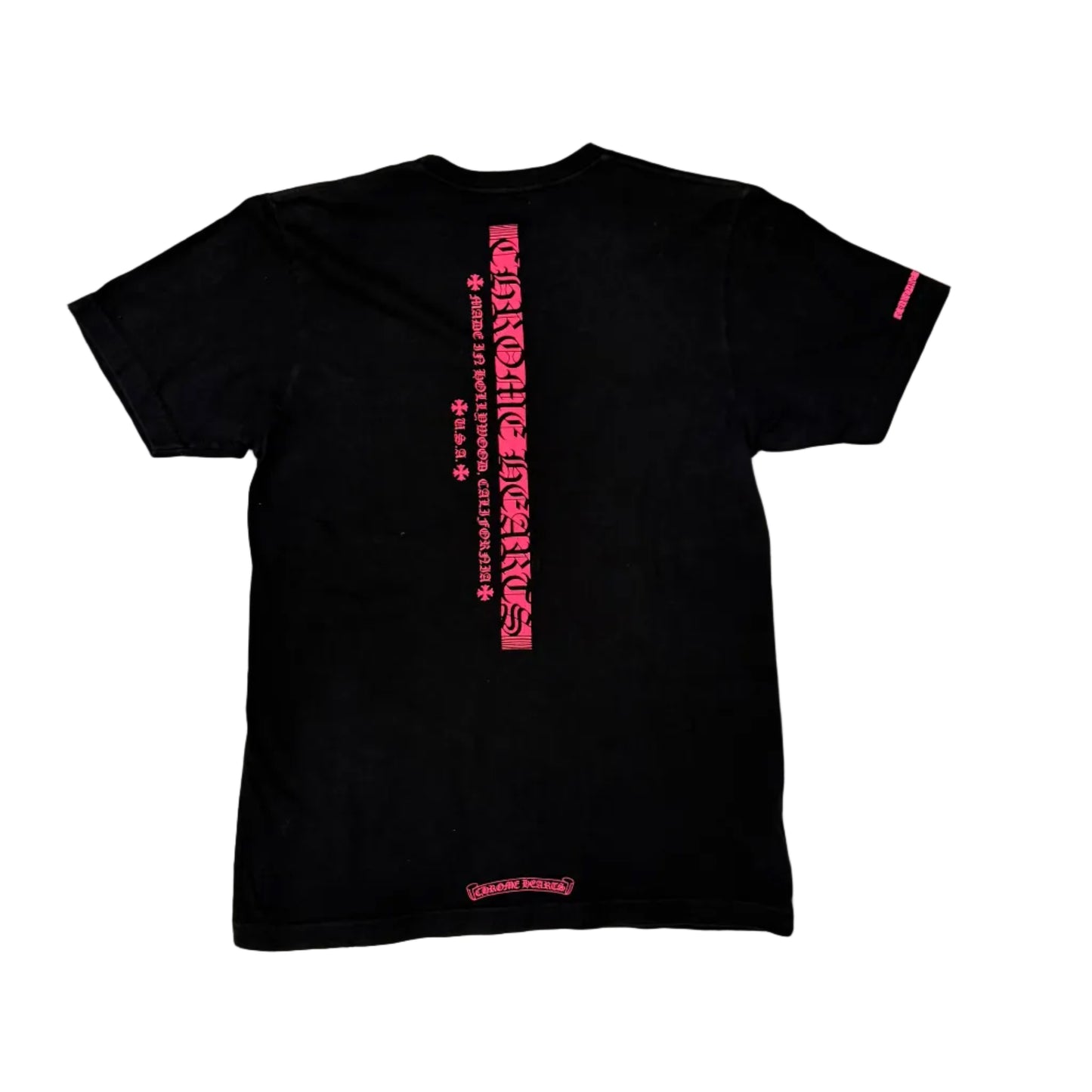 USED Chrome Hearts Black and Pink Logo Tee