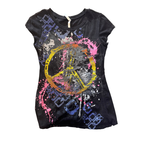 Vintage Y2k Fresh Brewed Peace Sign Baby Tee