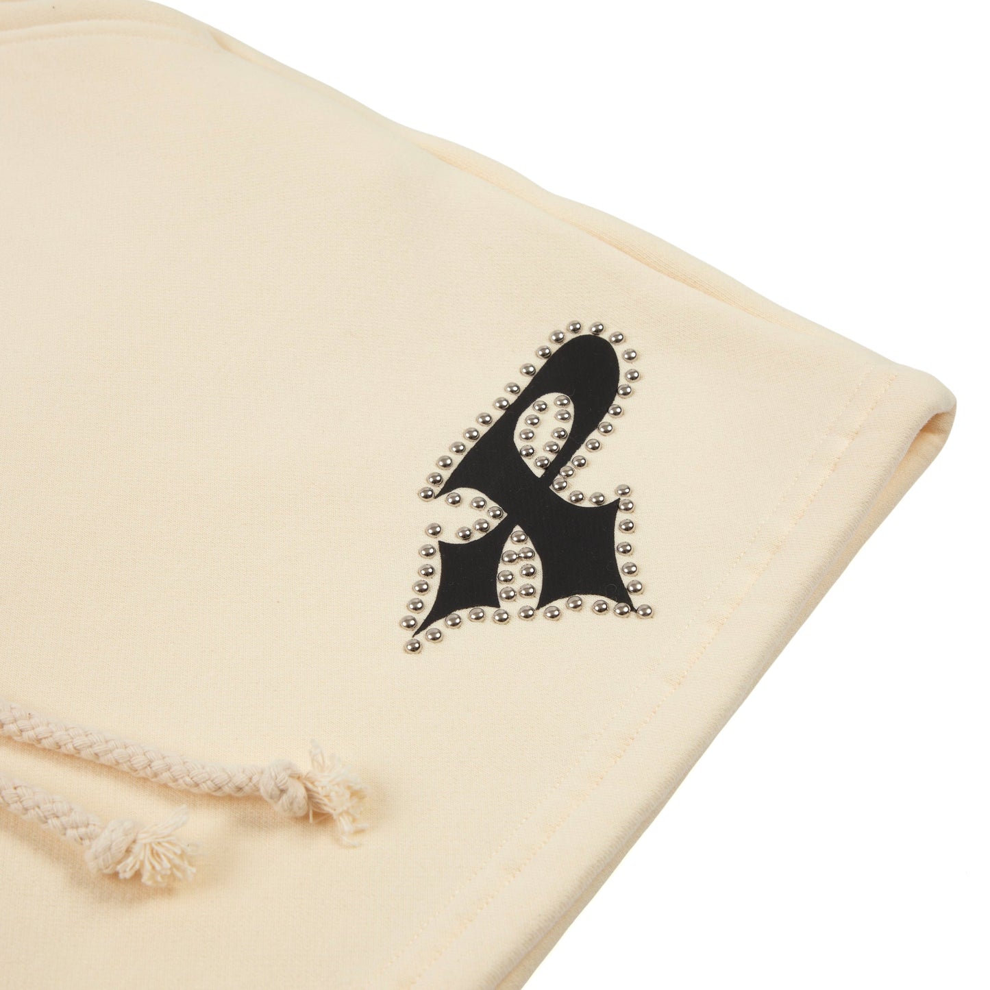 STUDDED SWEAT SHORT - CREAM