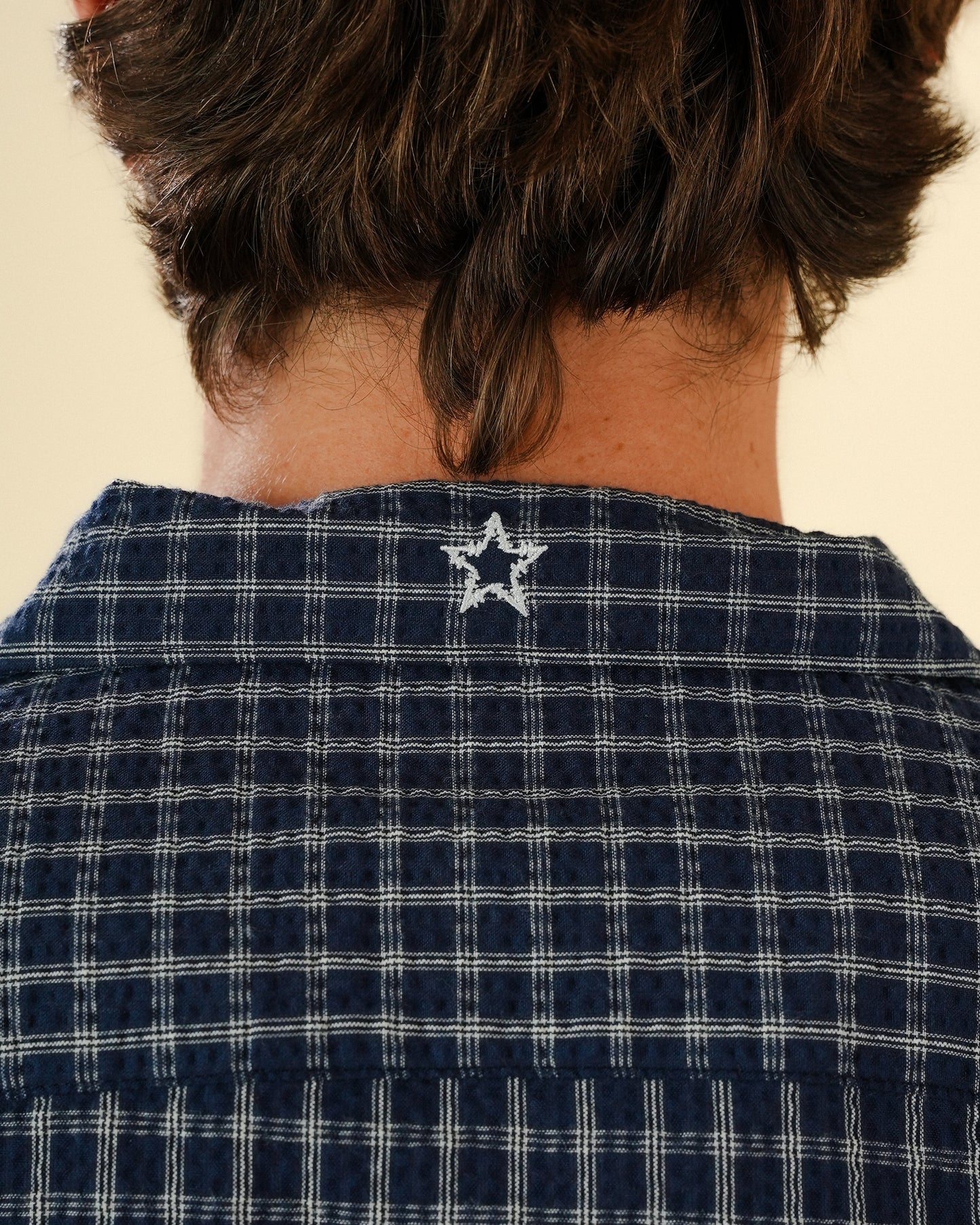 TEXTURED FLANNEL BUTTON-UP -  NAVY