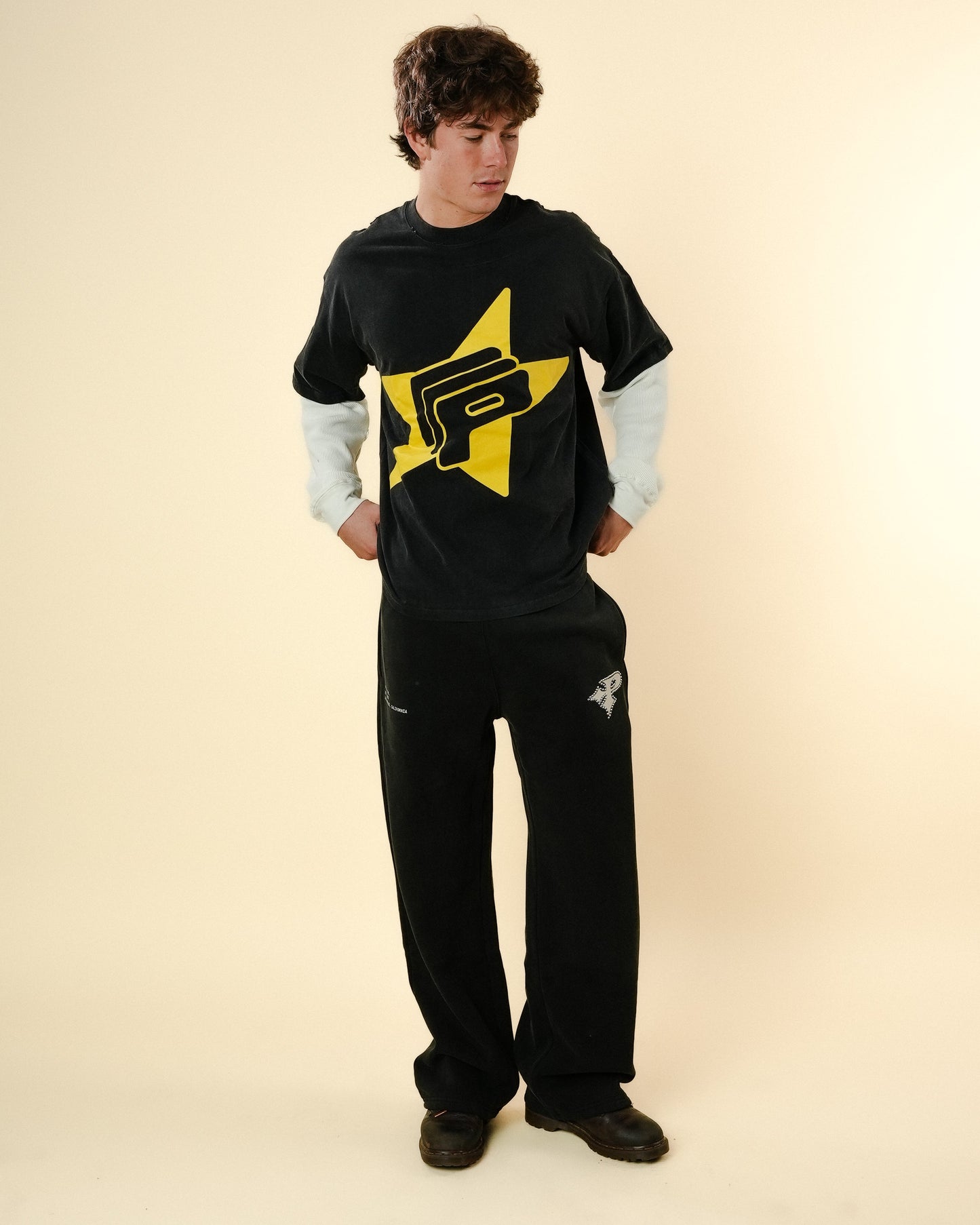 TWOFER WAFFLE LONG-SLEEVE - LOGO/VINTAGE BLACK