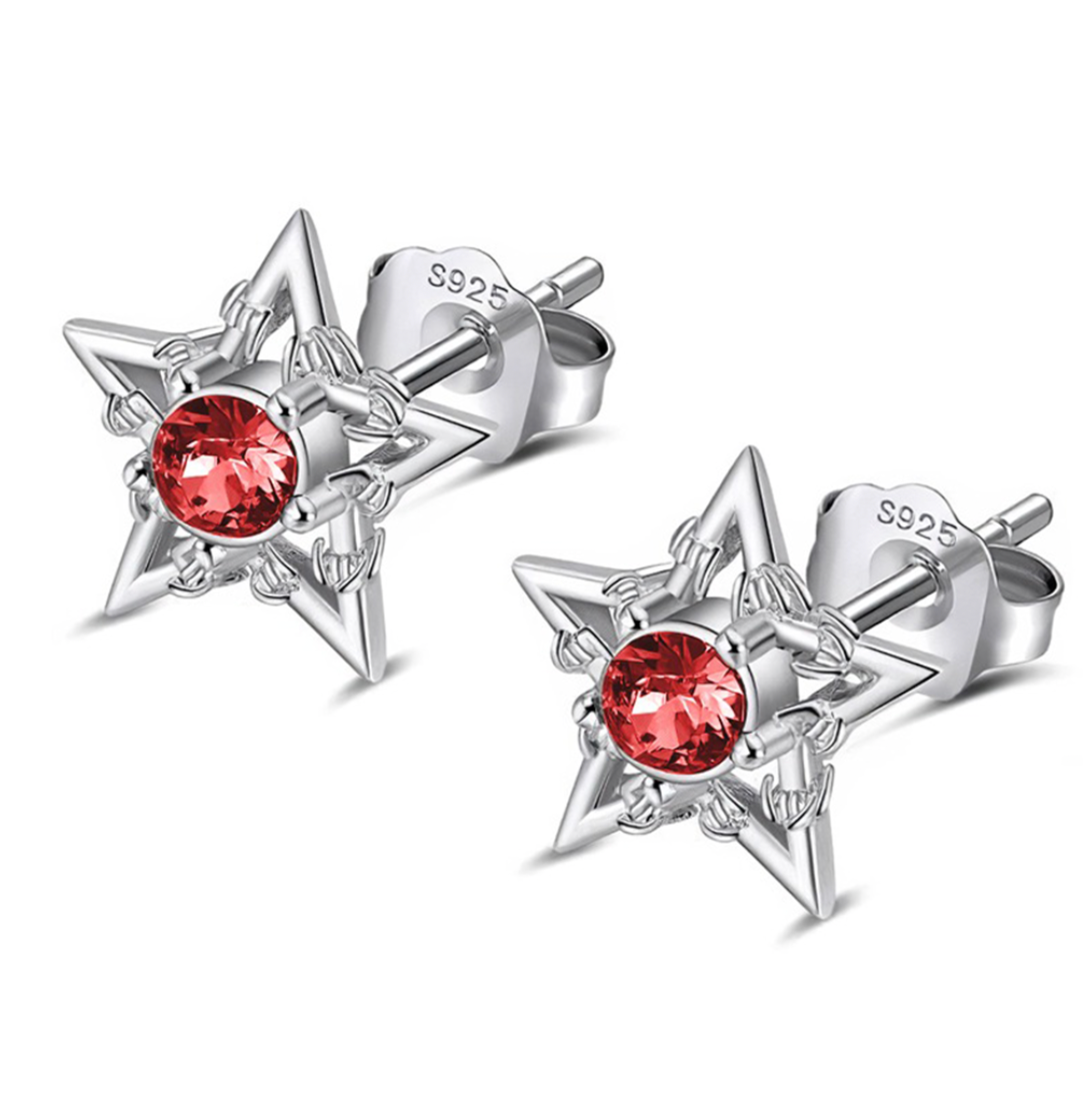 BARBWIRE STAR EARRINGS - RED