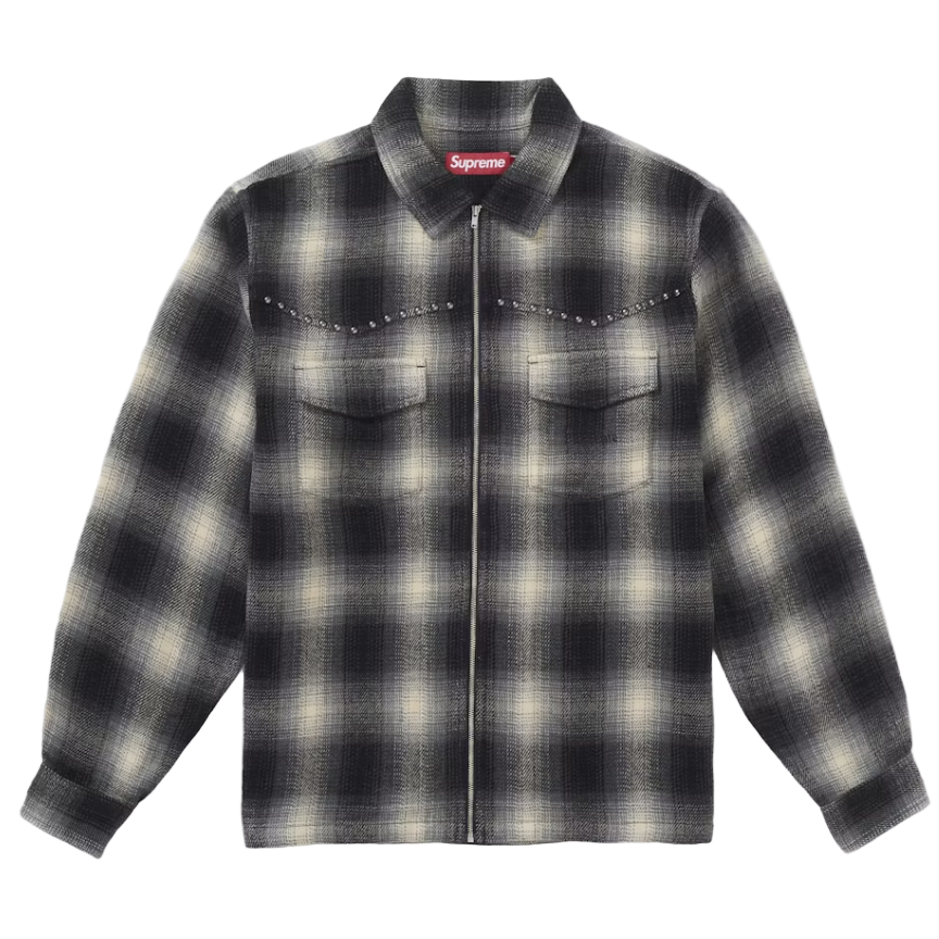 Supreme Stud Shadow Plaid Zip Up Shirt