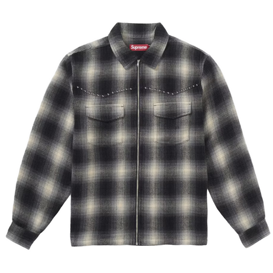 Supreme Stud Shadow Plaid Zip Up Shirt