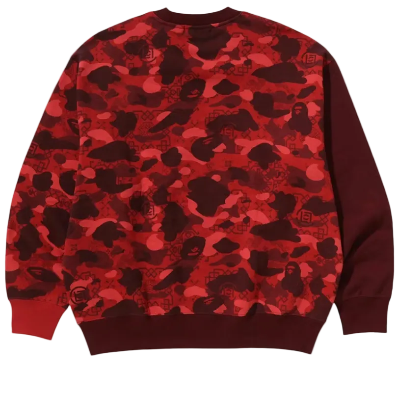 BAPE x CLOT Camo Shark Crewneck Red